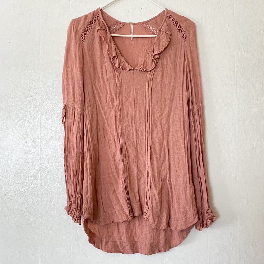 Free People Dusty Rose Peasant Top